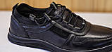 Кросівки чоловічі чорні шкіряні туфлі Кроссовки мужские черные кожаные туфли (Код: М3275тк), фото 4