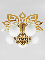 Зеркальный потолочный акриловый декор наклейка под люстру "Люпин" 25 шт. золото
