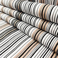 Ткань DUCK "Полосы в серых, бежевых тонах"