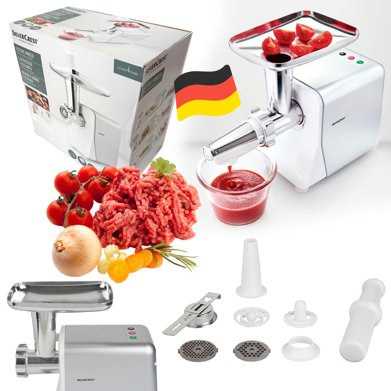 М'ясорубка SilverCrest SFW 350 E6 (+для томатів, 1200 Вт, Німеччина), фото 1