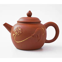 Чайник заварник Квітка лотоса червоний на 400 мл, чайник для заварювання глиняний, чайник для заварювання чаю