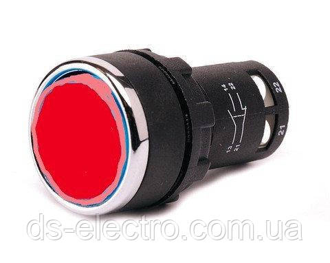 Натискна кнопка кругла D22 (мм) моноблок червона (1НО+1НЗ) MB102DK