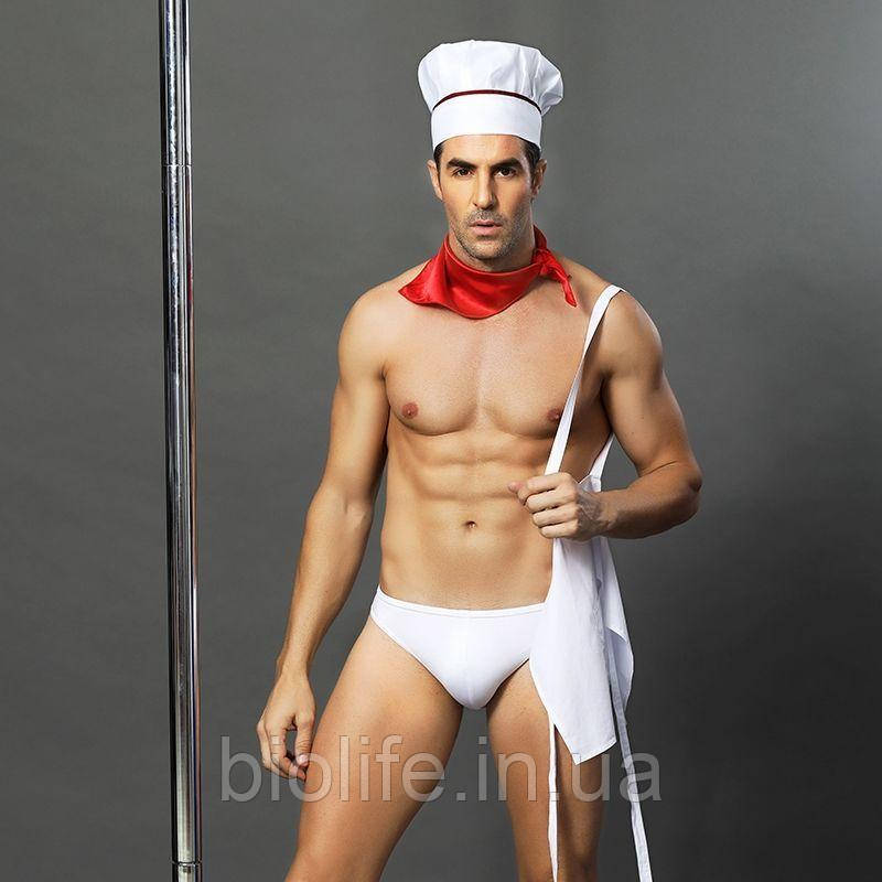 Чоловічий еротичний костюм кухаря "Вмілий Джек" S/M: сліпи, фартух, хустка та ковпак