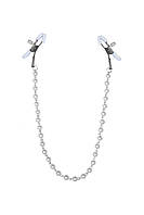 Затискачі для сосків із перлами Feral Feelings — Nipple clamps Pearls, срібло/білий