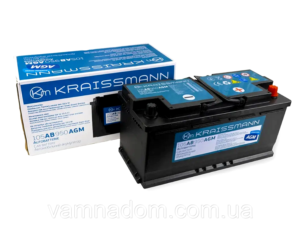 Автомобільний акумулятор KRAISSMANN 105 AB 950 AGM, фото 1