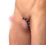 Ерекційне кільце із шипами з натуральної шкіри Art of Sex — James, колір Чорний, фото 3