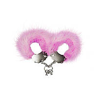 Наручники металеві Adrien Lastic Handcuffs Pink з рожевим пухнастим оздобленням