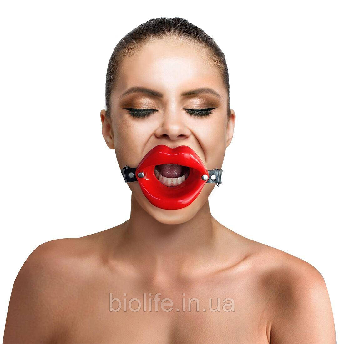Капелюх розширювач у формі губ Art of Sex — Gag Lips, натуральна шкіра
