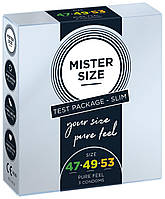 Набір презервативів Mister Size — pure feel — 47-49-53 (3 condoms), 3 розміри, товщина 0,05 мм