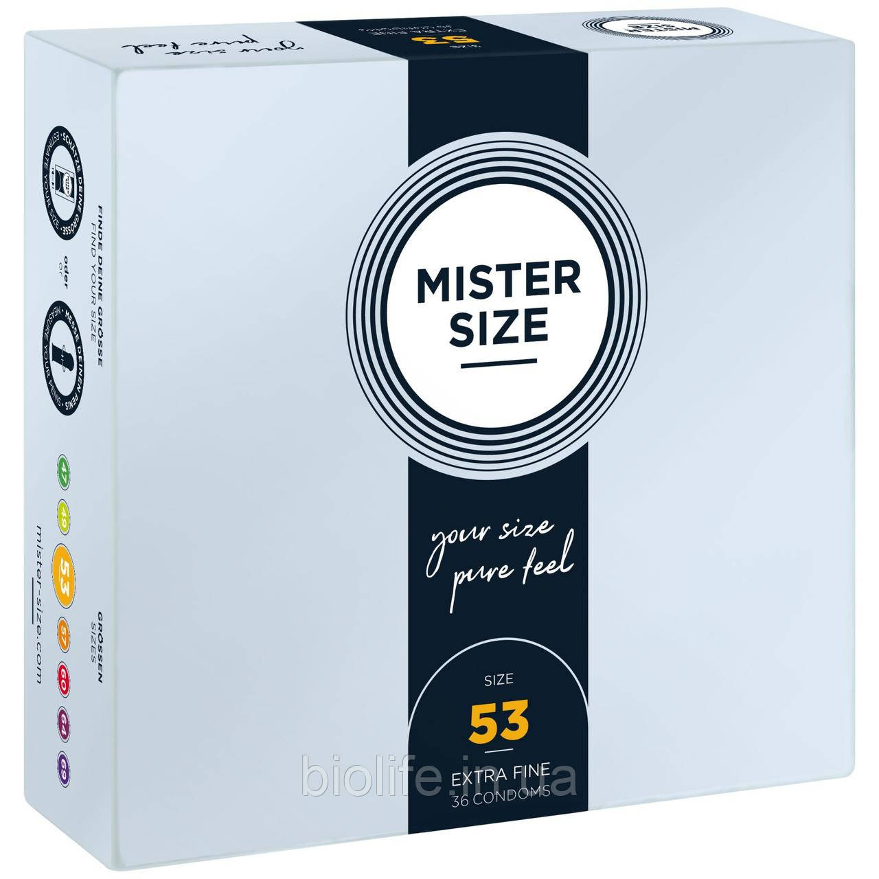 Презервативи Mister Size — pure feel — 53 (36 condoms), товщина 0,05 мм