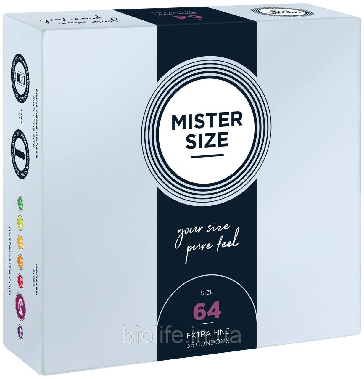 Презервативи Mister Size — pure feel — 64 (36 condoms), товщина 0,05 мм