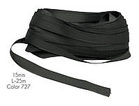 Тесьма для брюк 15 мм цвет тёмно-серый (рулон 25 метром)