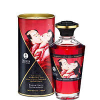 Розігрівальна олія Shunga Aphrodisiac Warming Oil — Blazing Cherry (100 мл) без цукру, смачний