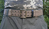 Ремінь офіцерський польовий койот ( стропа + шкіра ) 80 - 100 см, фото 3