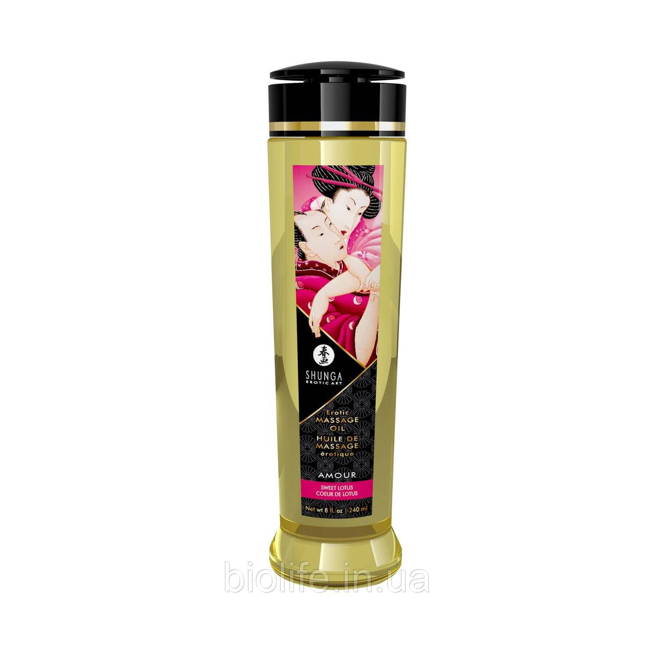 Масажна олія Shunga Amour — Sweet Lotus (240 мл) натуральне зволожувальне