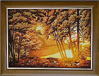 Картина "Восток в лесу" из янтаря 40х60