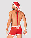 Чоловічий еротичний костюм Санта-Клауса Obsessive Mr Claus S/M, боксери на підтяжках, шапочка з помп, фото 2