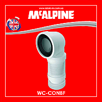 Колено для унитаза под углом 90 градусов растяжная труба L 280-630 мм WC-CON8F McAlpine