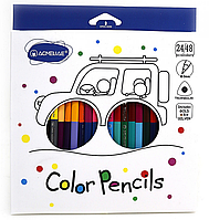 Набор двусторонних цветных карандашей 24 шт 48 цветов трехгранные Acmeliae