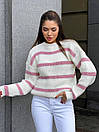 Стильний жіночий светр у полоску "Христина" білий в чорну смужку, фото 6