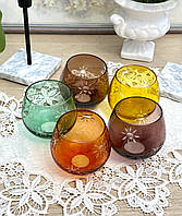 Набор из пяти коньячных бокалов, стаканов из цветного стекла, хрусталя, Германия, 250 мл