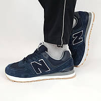 Кроссовки мужские замшевые синие New Balance 574 Blue. Обувь из замши для мужчин весна осень Нью Баланс 574