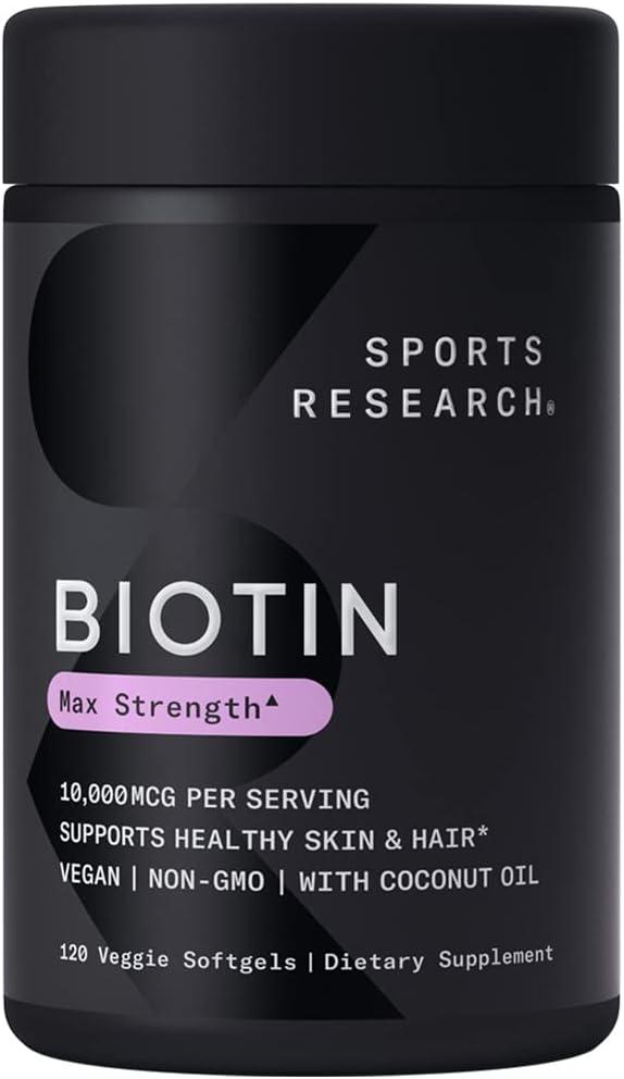 Sports Research Biotin with Coconut Oil 10,000 mcg 120 гелевых капсул