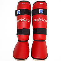 Защита ног BoYko BS - голень и голеностоп,для кикбоксинга, композиционная кожа, красный L (bs6023122303)