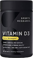 Sports Research Vitamin D3 with Coconut Oil 125 mcg 5000 IU 360 гелевых капсул