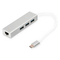 Концентратор Digitus USB-C - USB 3.0 3 Port Hub + Gigabit Ethernet (DA-70255)