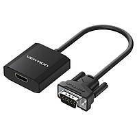 Адаптер HDMI-VGA Vention 0.2m со звуком и питанием Plug and play Black (ACEB0)