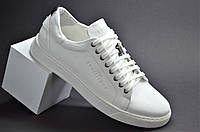 Мужские стильные спортивные туфли кожаные кеды белые Vivaro 556611