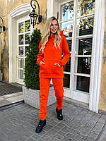 Тёплый женский мужской спортивный костюм на флисе худи и штаны оранжевый 44-46 48-50 52-54 56-58 60-62