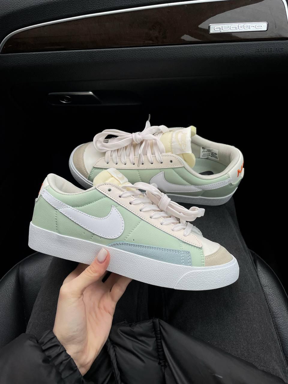 Кросівки жіночі демісезонні Nike Blazer Low Mint/Beige. Бежеві кросівки дівчині Найк Блазер