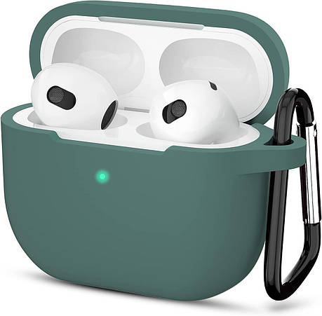Чохол з Soft-Touch і мікрофіброю для AirPods 3 (2021) + карабін - Pine Green 20, фото 1