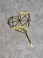 Топпер пластиковий дзеркальний золото Гранене Серце