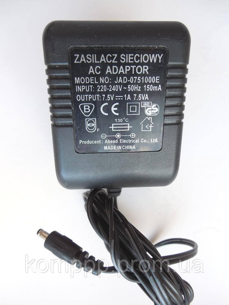 Блок живлення адаптер AC Adaptor Zasilacz Sieciowy 7.5V 1000mA JAD-0751000E 3.5x1.35mm