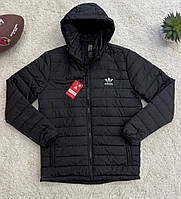 Мужская куртка Adidas осенняя весенняя демисезонная / молодежная куртка весна-осень черная Турция. Живое фото
