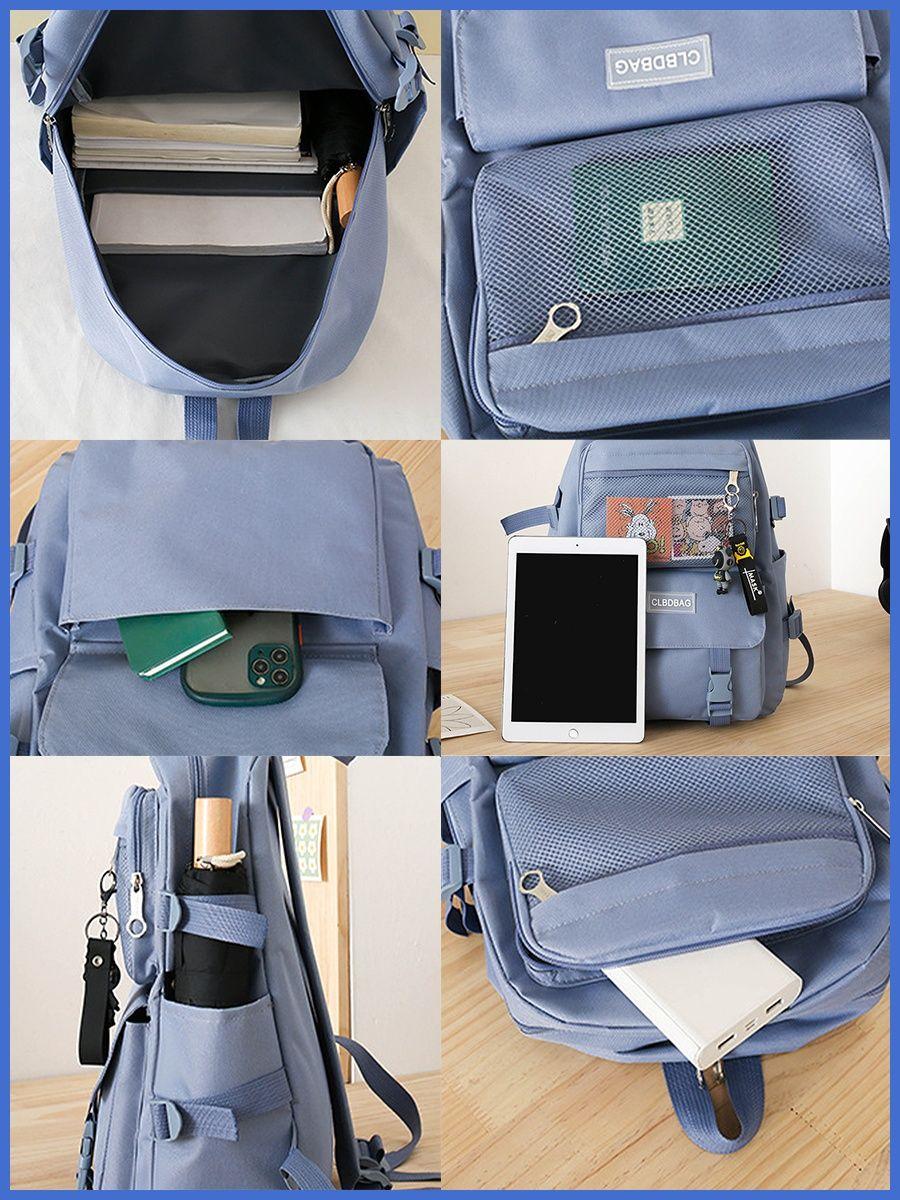 Ранец рюкзак портфель школьный для девочки подростков подростковый 4в1 4 в 1 рюкзак+сумка+пенал набор черный - фото 5 - id-p1896725907