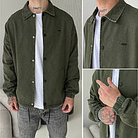 Куртки мужские джинсовые цвета хаки, Мужская джинсовая рубашка куртка зеленая оверсайз