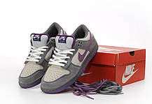 Чоловічі Кросівки Nike SB Dunk Low Grey Purple Pegion / Найк СБ Данк Піджен Низькі Сірі з Фіолетовим, фото 5