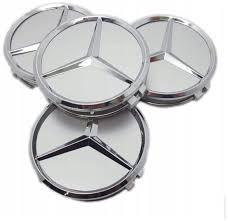 Ковпачки (заглушки) в литі диски Mercedes-Benz (Мерседес-Бенц) Мерс 75 мм Хром лого (сріблясті)