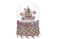Декоративный музыкальный водяной шар "Сладкий домик", с автоподдувом снега, подсветка 10*15см, (129-110)
