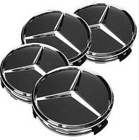 Ковпачки (заглушки) в литі диски Mercedes-Benz (Мерседес-Бенц) Мерс 75 мм Чорні лого