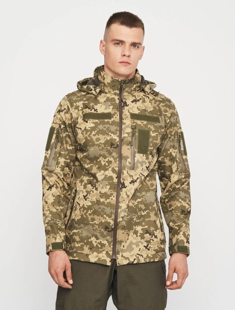 Чоловіча тактична армійська куртка ВСУ піксель, Тепла військова осінка куртка Soft Shell Кодор