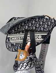 Жіноча сумка Крістіан Діор сіра Christian Dior Grey Saddle
