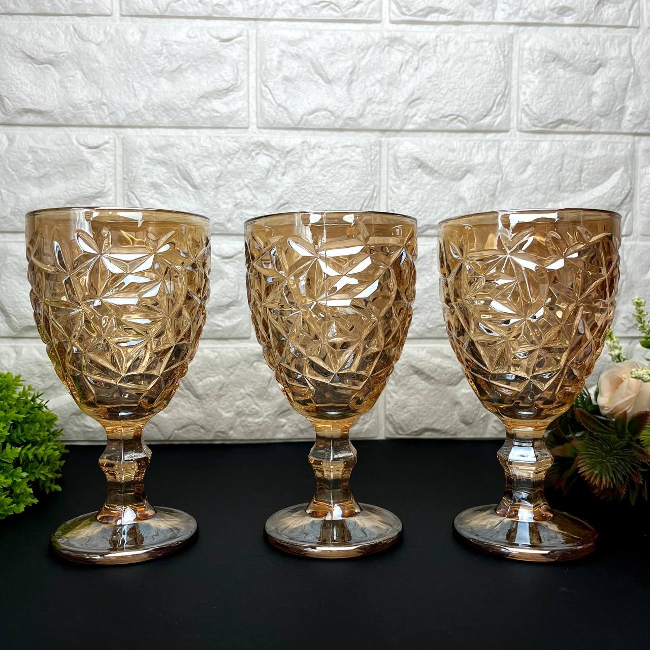 Келихи для вина з кольорового скла 6 шт Glassware келихи вінтаж 320 мл