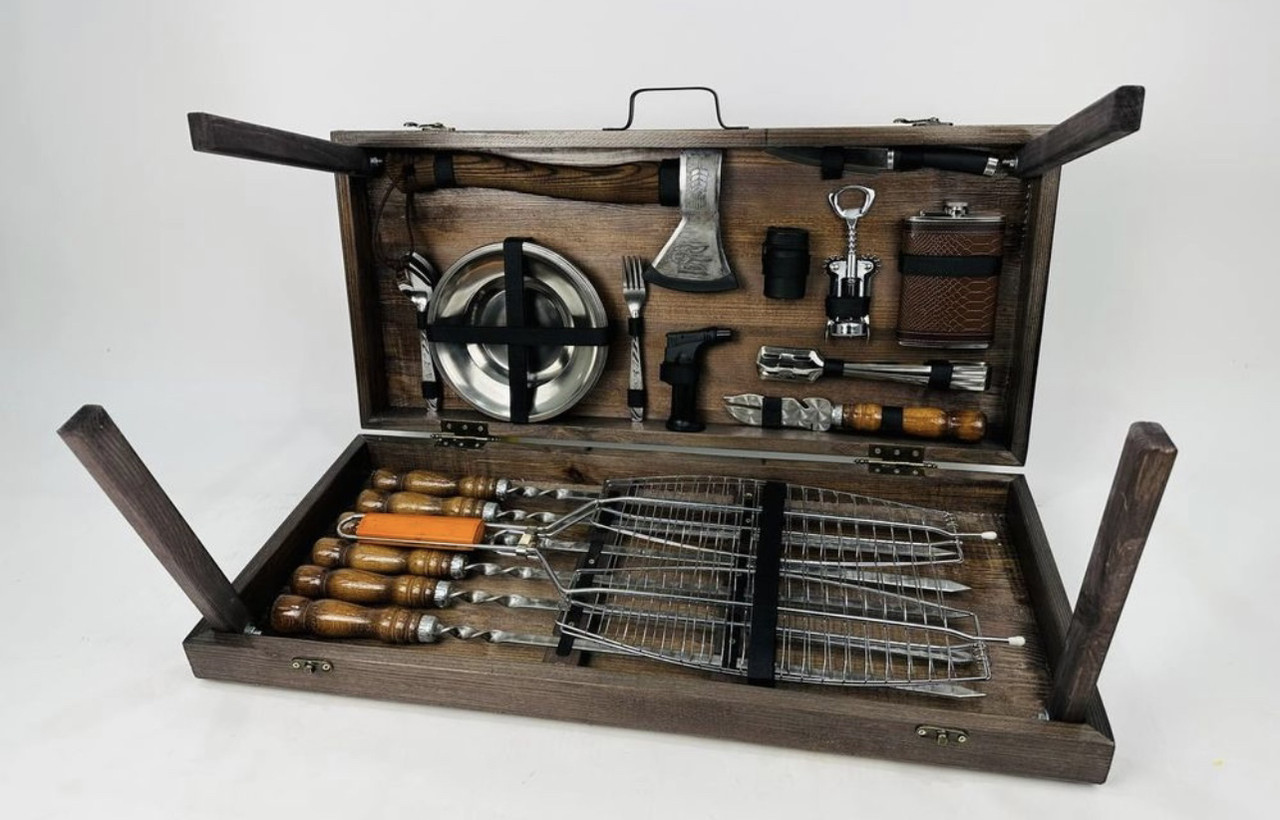 Подарочный набор для барбекю в деревянном кейсе "Титан", набор шампуров - фото 7 - id-p1935177667