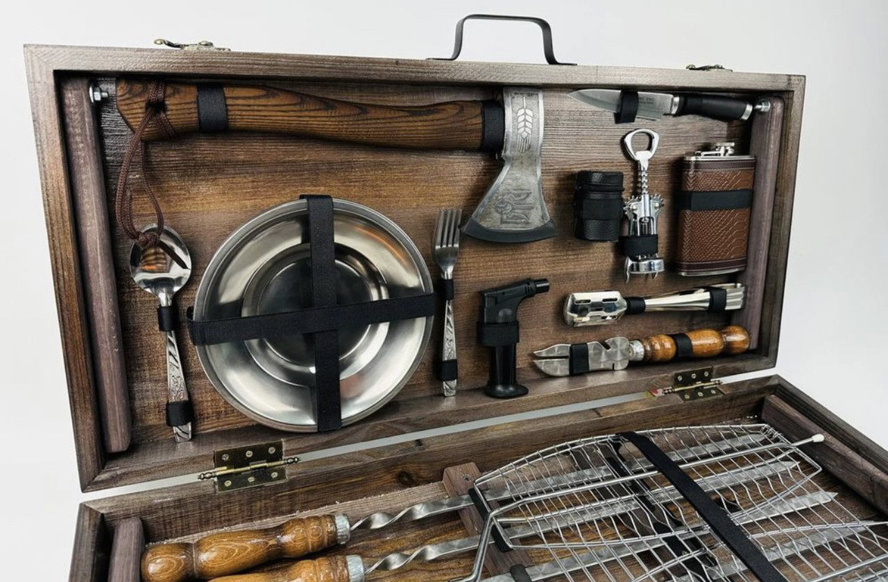 Подарочный набор для барбекю в деревянном кейсе "Титан", набор шампуров - фото 5 - id-p1935177667