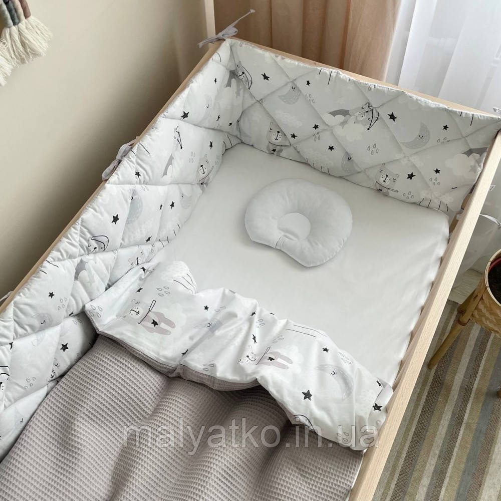 Плед-конверт з ковдрою Baby Dream Коти у хмарах сірі, фото 1